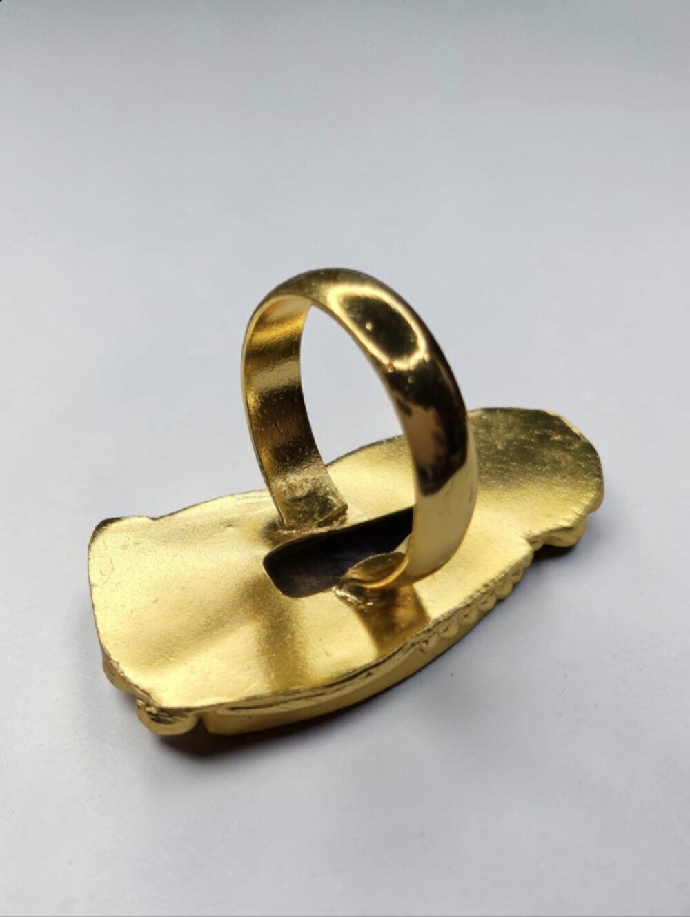 Oversized 18k Gold Plated Artisan Cosmic Sodalite Stone Statement Ring - Picture 3 of 6